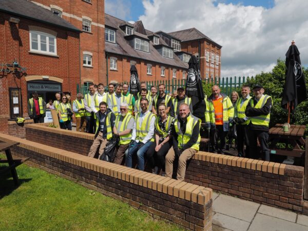 The Hall & Woodhouse Brewery Team taking part in their litter pick